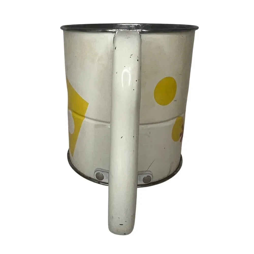 Vintage Mid Century Atomic Tin Metal Painted Flour Sifter Androck USA MCM